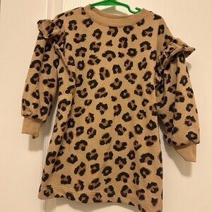 H&M Girls 4T Leopard Print Sweatshirt Dress